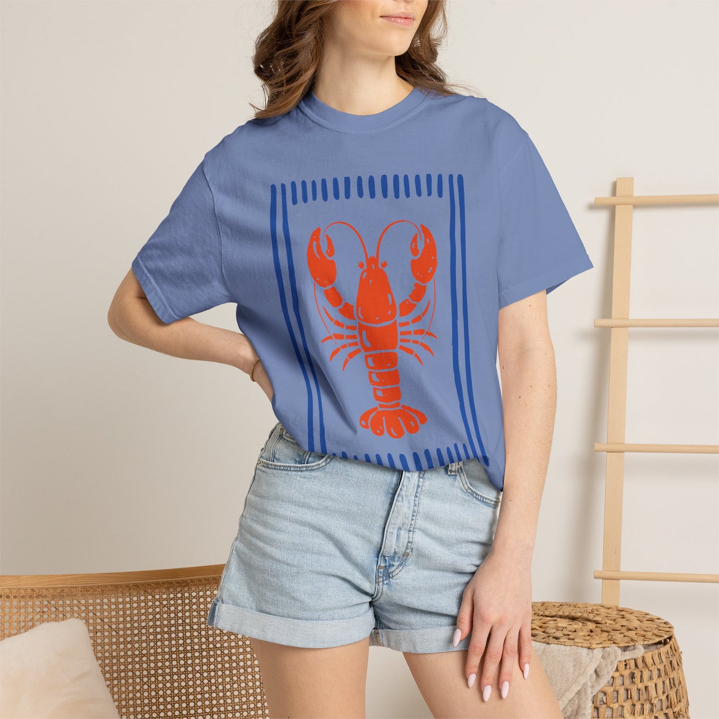 Lobster Block Print T-Shirt — Nautical Summer Tee