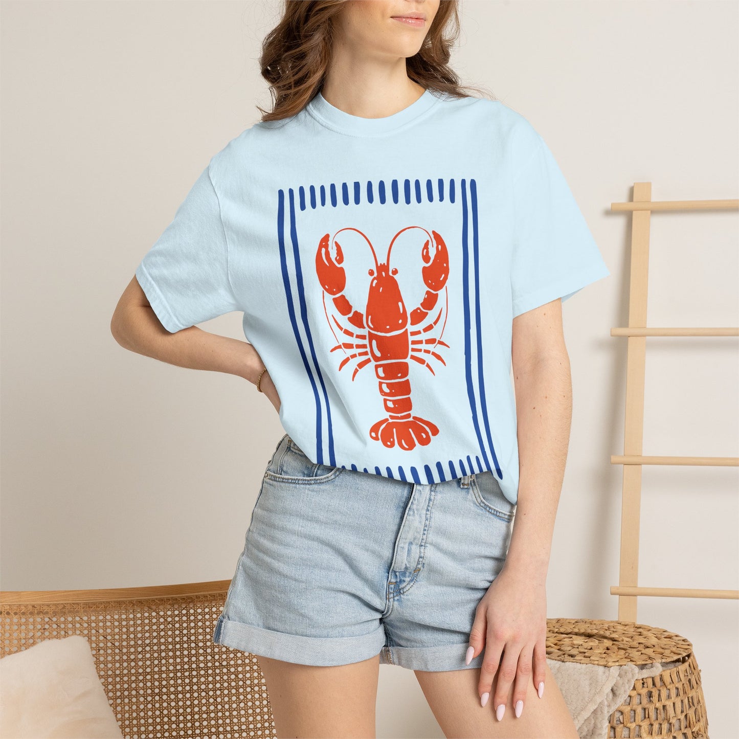 Lobster Block Print T-Shirt — Nautical Summer Tee