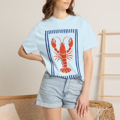 Lobster Block Print T-Shirt — Nautical Summer Tee