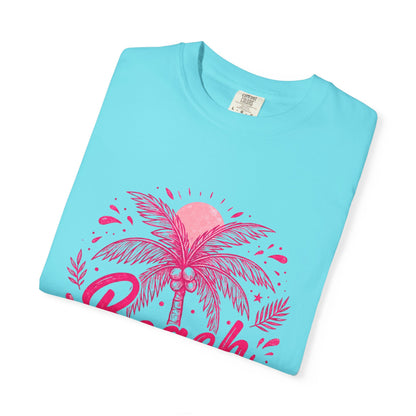 Beach Palm T-Shirt — Pink Tropical Vacation Tee - Comfort Colors