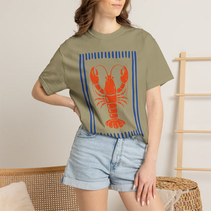 Lobster Block Print T-Shirt — Nautical Summer Tee