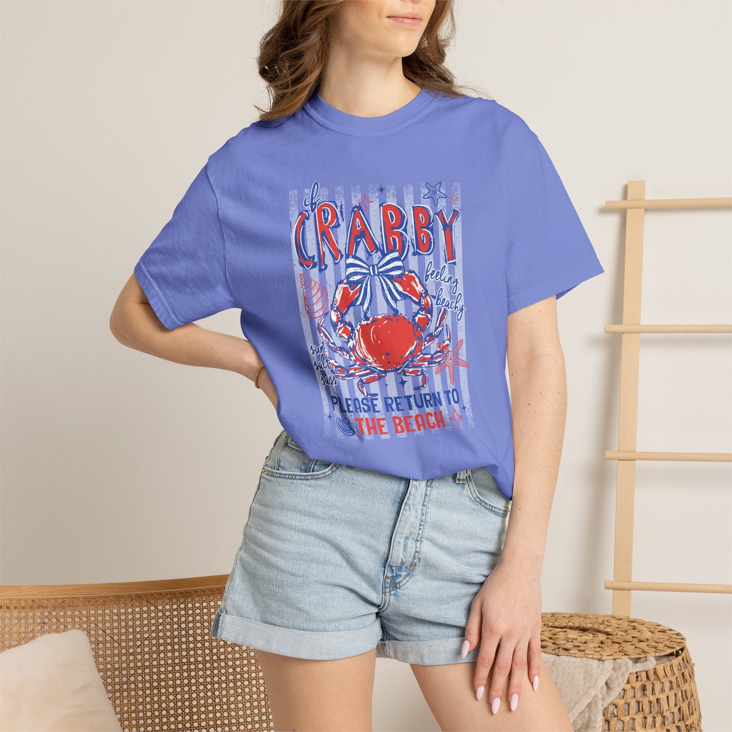 Crabby Beach T-Shirt — "Please Return to the Beach" Coastal Graphic Tee - Comfort Colors