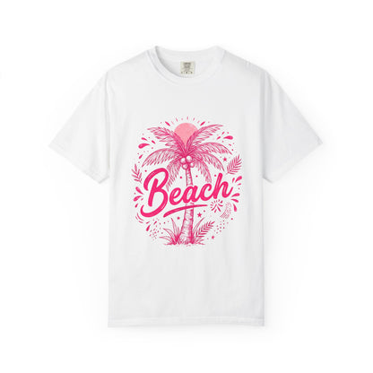 Beach Palm T-Shirt — Pink Tropical Vacation Tee - Comfort Colors
