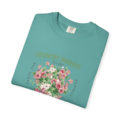 Country Market Floral T-Shirt — Garden Store Farmers Market Bouquet Tee - Comfort Colors