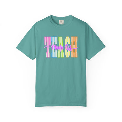 Peace Vibes Rainbow Graphic T-Shirt — 'Peace Out' Retro Stripe Tee - Comfort Colors