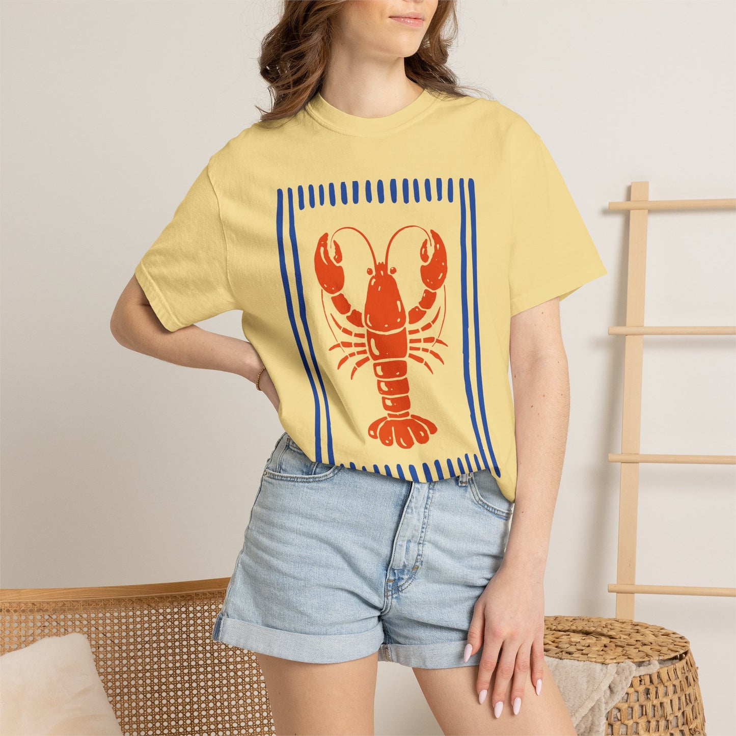 Lobster Block Print T-Shirt — Nautical Summer Tee