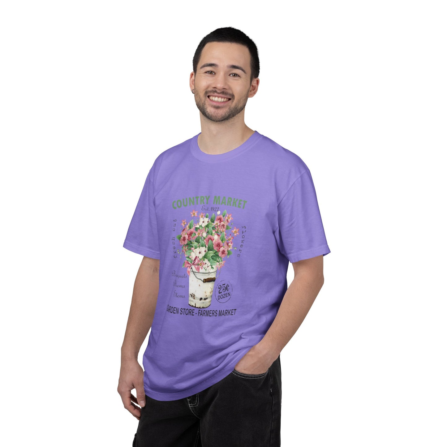 Country Market Floral T-Shirt — Garden Store Farmers Market Bouquet Tee - Comfort Colors