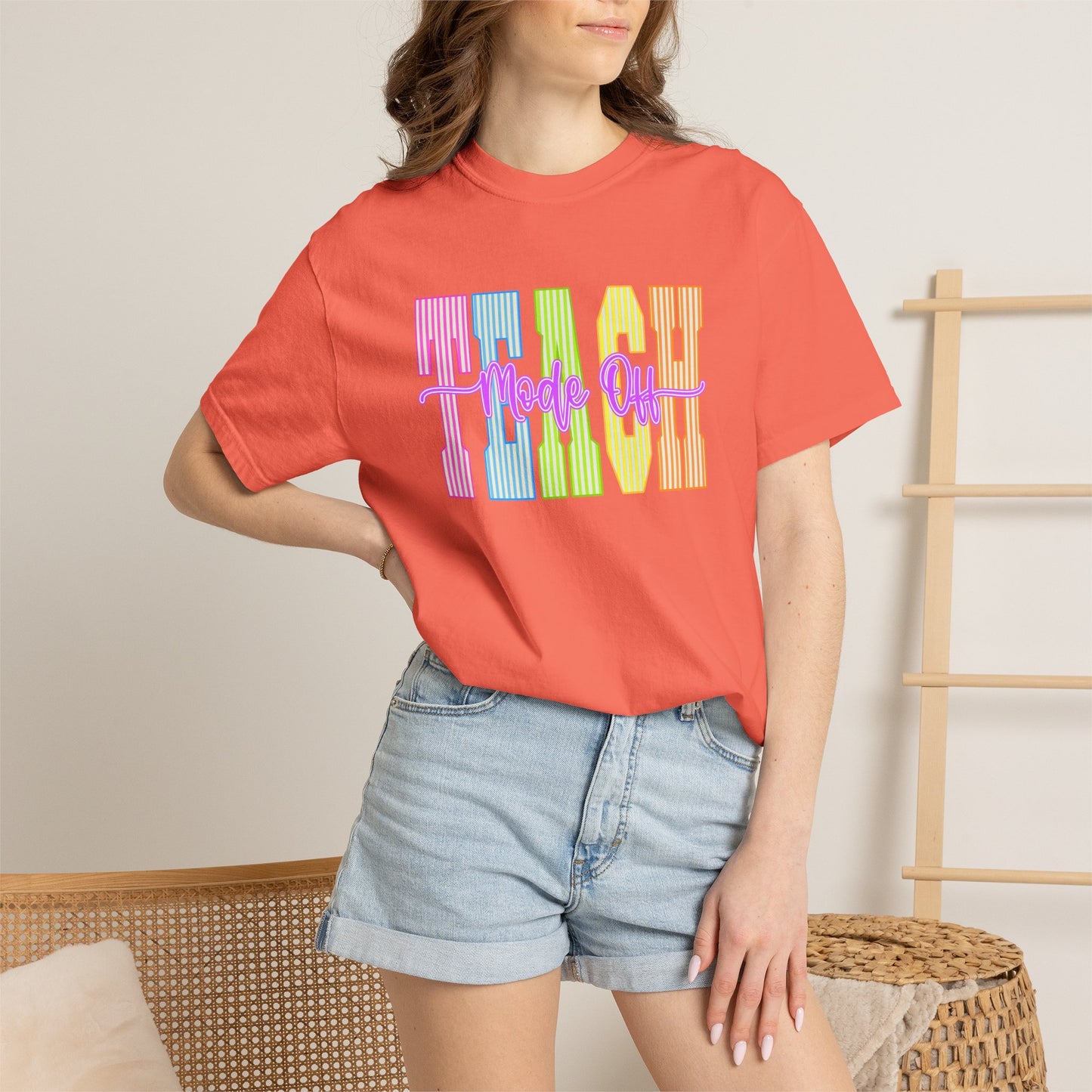Peace Vibes Rainbow Graphic T-Shirt — 'Peace Out' Retro Stripe Tee - Comfort Colors