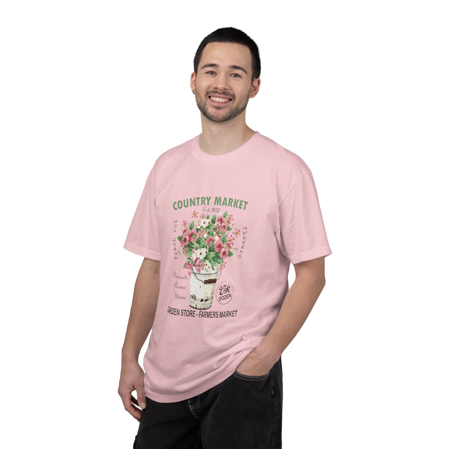 Country Market Floral T-Shirt — Garden Store Farmers Market Bouquet Tee - Comfort Colors
