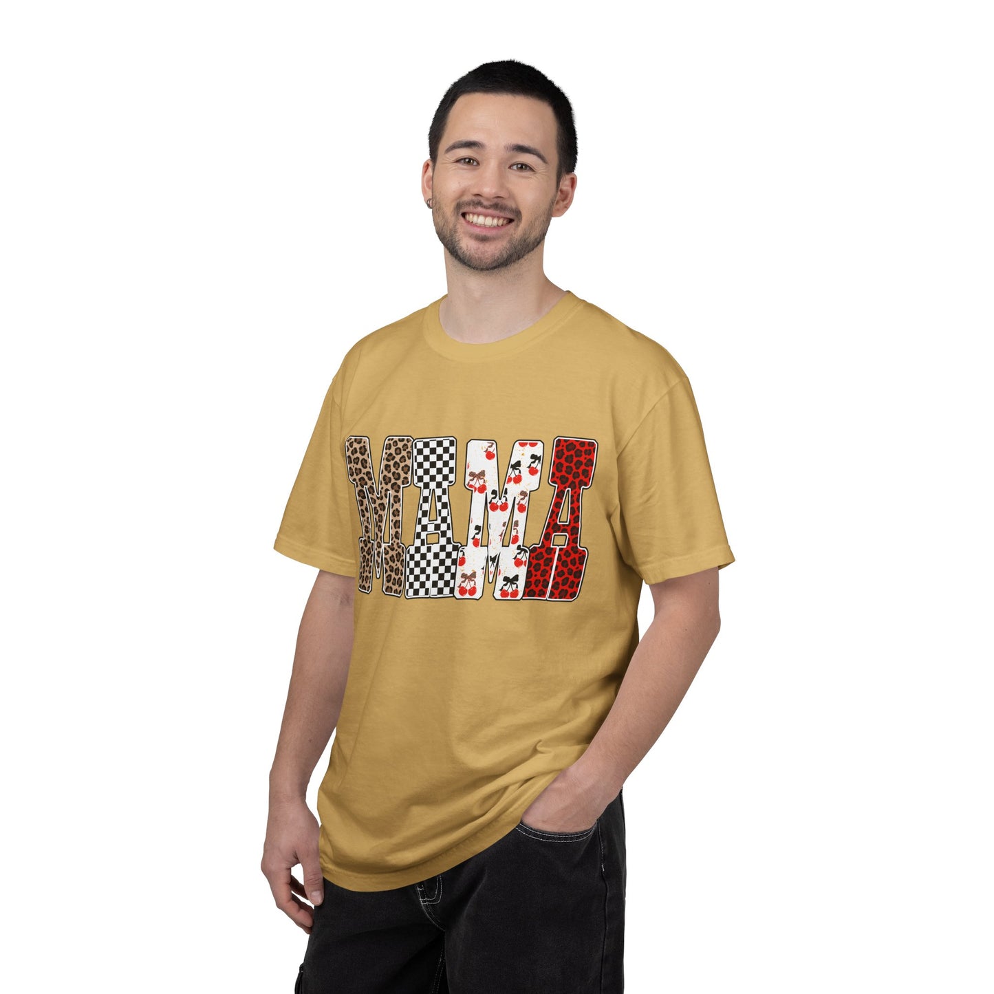 MAMA Leopard, Checkerboard & Cherry Graphic T-Shirt