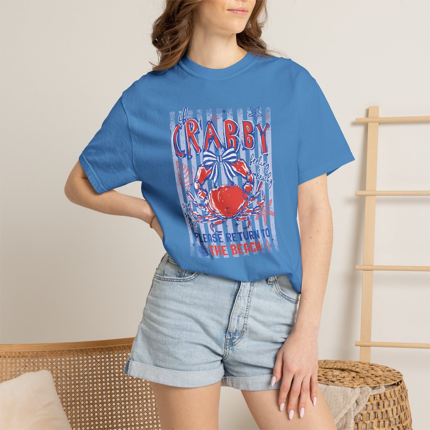 Crabby Beach T-Shirt — "Please Return to the Beach" Coastal Graphic Tee - Comfort Colors