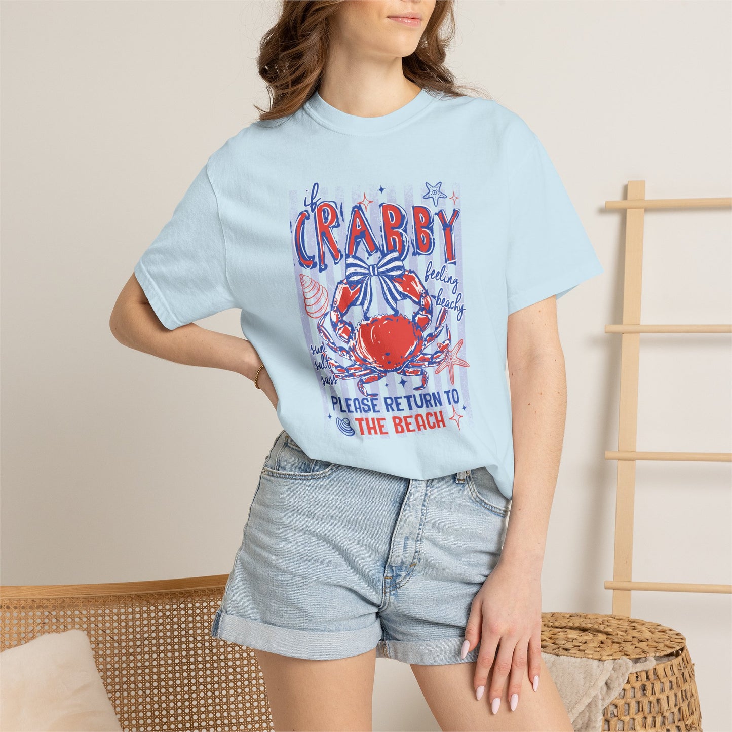 Crabby Beach T-Shirt — "Please Return to the Beach" Coastal Graphic Tee - Comfort Colors