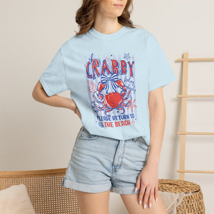 Crabby Beach T-Shirt — "Please Return to the Beach" Coastal Graphic Tee - Comfort Colors