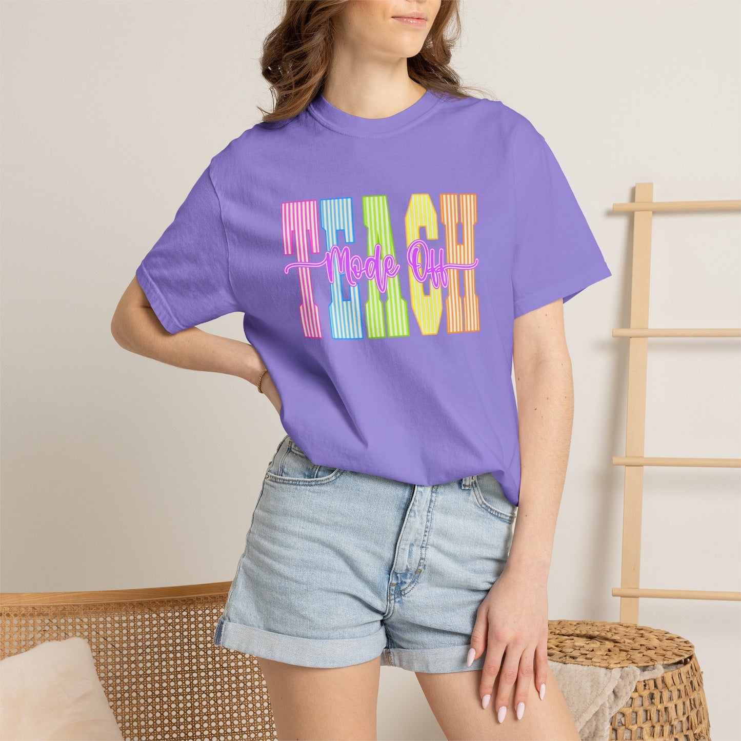 Peace Vibes Rainbow Graphic T-Shirt — 'Peace Out' Retro Stripe Tee - Comfort Colors