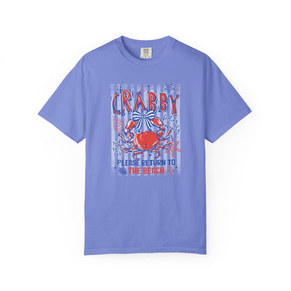 Crabby Beach T-Shirt — "Please Return to the Beach" Coastal Graphic Tee - Comfort Colors