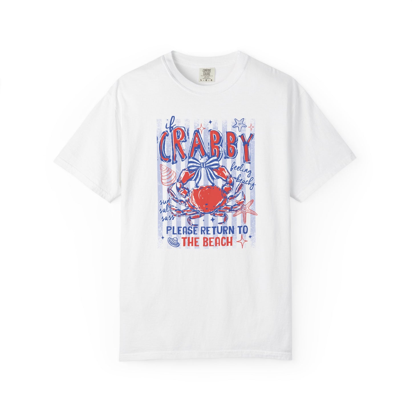 Crabby Beach T-Shirt — "Please Return to the Beach" Coastal Graphic Tee - Comfort Colors