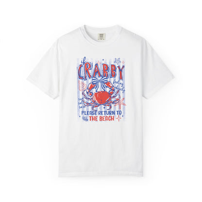 Crabby Beach T-Shirt — "Please Return to the Beach" Coastal Graphic Tee - Comfort Colors