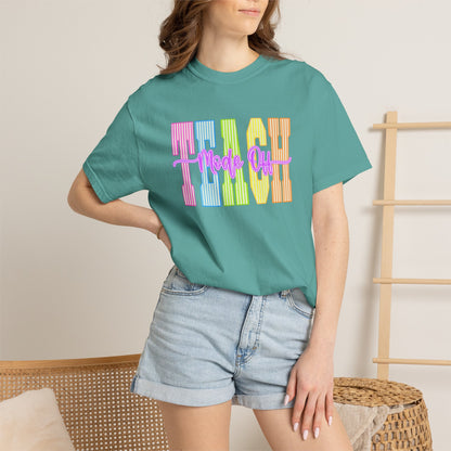 Peace Vibes Rainbow Graphic T-Shirt — 'Peace Out' Retro Stripe Tee - Comfort Colors