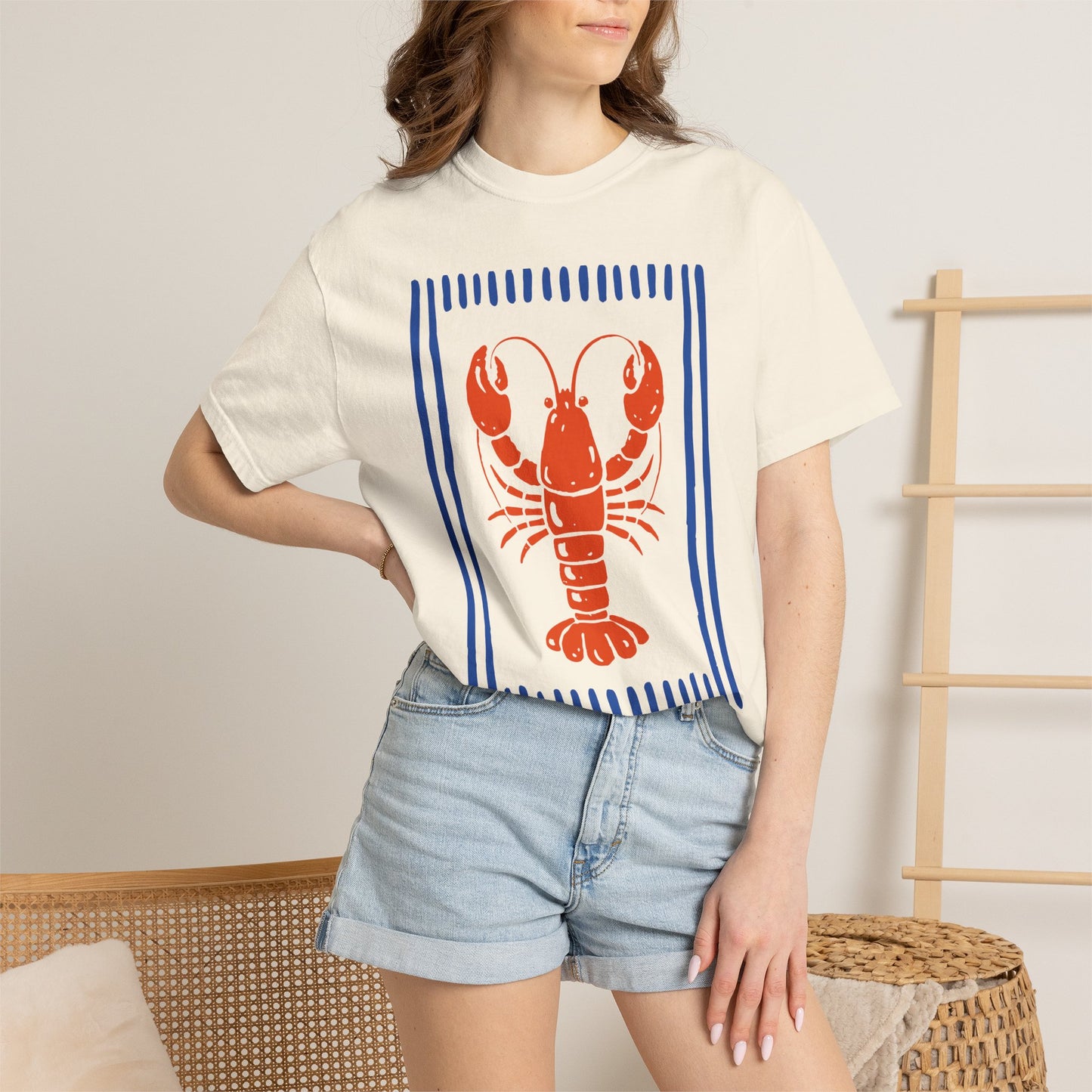 Lobster Block Print T-Shirt — Nautical Summer Tee