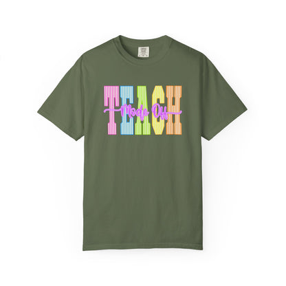 Peace Vibes Rainbow Graphic T-Shirt — 'Peace Out' Retro Stripe Tee - Comfort Colors