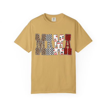 MAMA Leopard, Checkerboard & Cherry Graphic T-Shirt