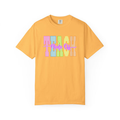 Peace Vibes Rainbow Graphic T-Shirt — 'Peace Out' Retro Stripe Tee - Comfort Colors