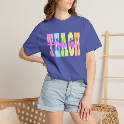 Peace Vibes Rainbow Graphic T-Shirt — 'Peace Out' Retro Stripe Tee - Comfort Colors