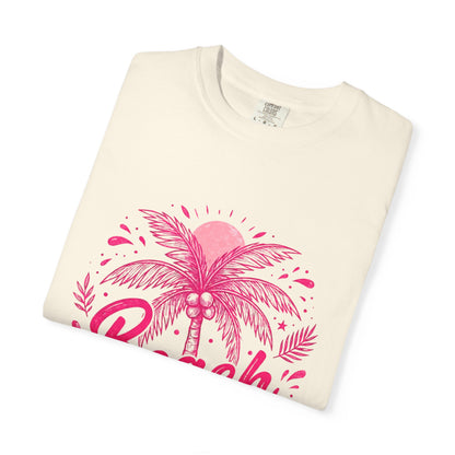 Beach Palm T-Shirt — Pink Tropical Vacation Tee - Comfort Colors