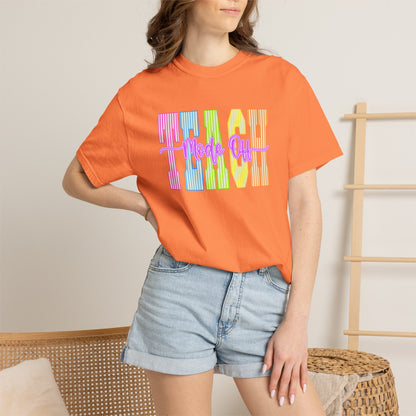 Peace Vibes Rainbow Graphic T-Shirt — 'Peace Out' Retro Stripe Tee - Comfort Colors