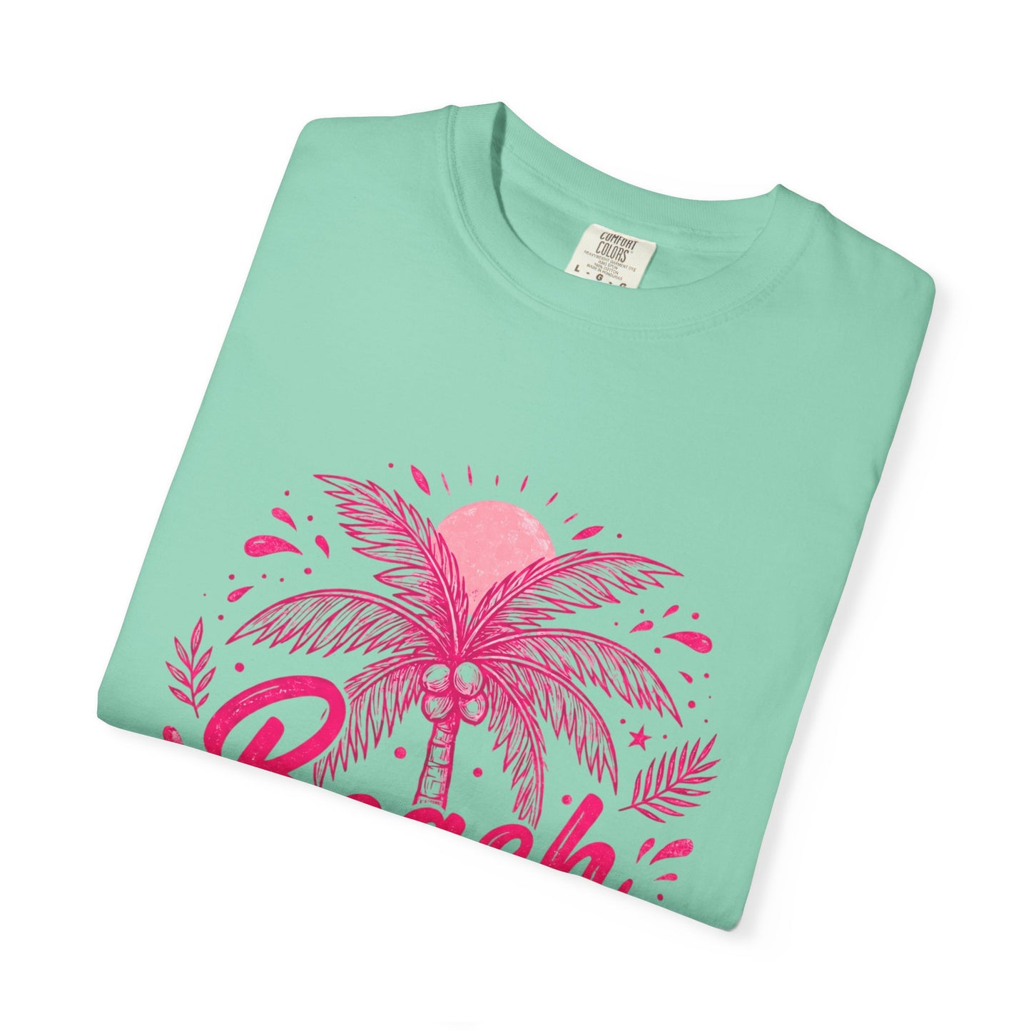 Beach Palm T-Shirt — Pink Tropical Vacation Tee - Comfort Colors