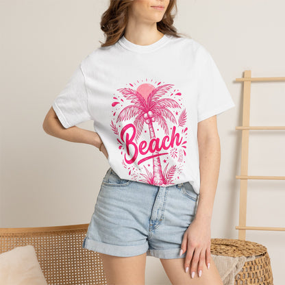 Beach Palm T-Shirt — Pink Tropical Vacation Tee - Comfort Colors