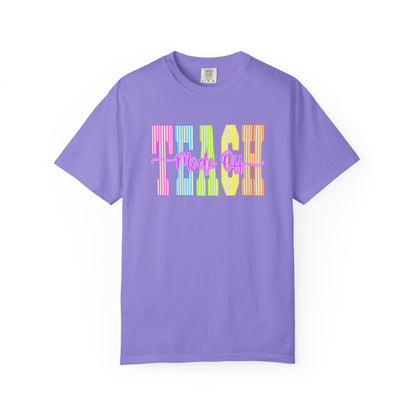 Peace Vibes Rainbow Graphic T-Shirt — 'Peace Out' Retro Stripe Tee - Comfort Colors