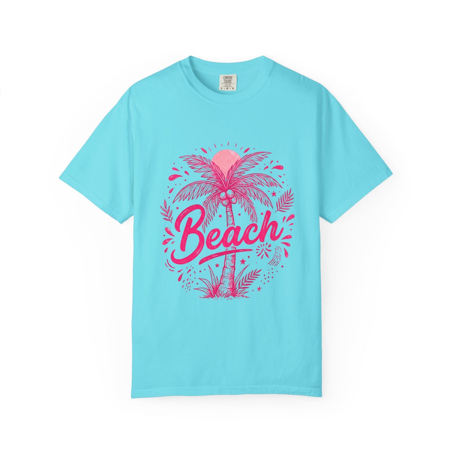Beach Palm T-Shirt — Pink Tropical Vacation Tee - Comfort Colors