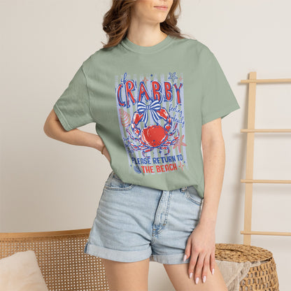 Crabby Beach T-Shirt — "Please Return to the Beach" Coastal Graphic Tee - Comfort Colors