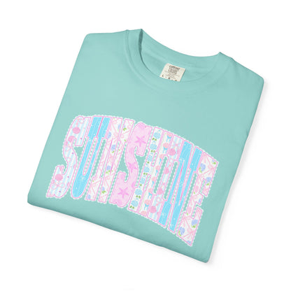 Sunshine Retro Logo T‑Shirt — Pastel Floral Surf Vibes