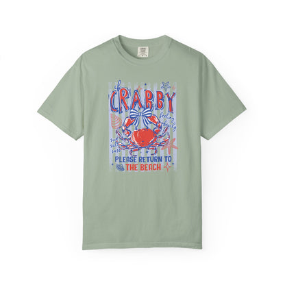 Crabby Beach T-Shirt — "Please Return to the Beach" Coastal Graphic Tee - Comfort Colors