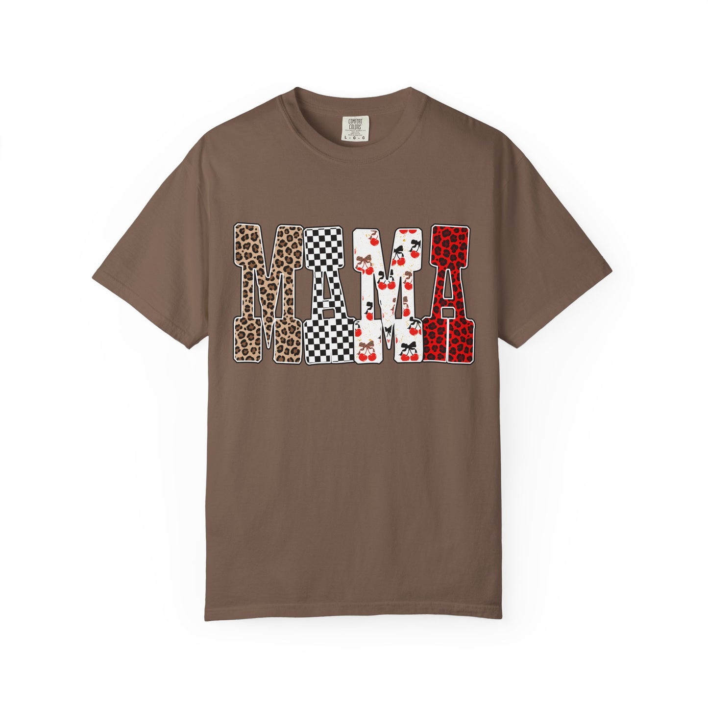 MAMA Leopard, Checkerboard & Cherry Graphic T-Shirt