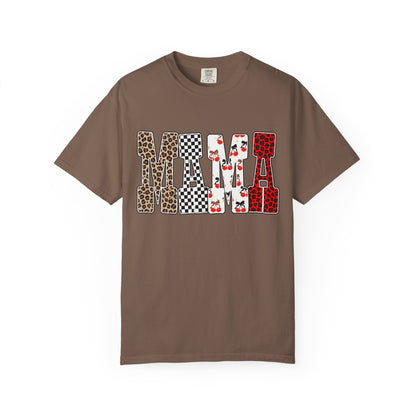 MAMA Leopard, Checkerboard & Cherry Graphic T-Shirt