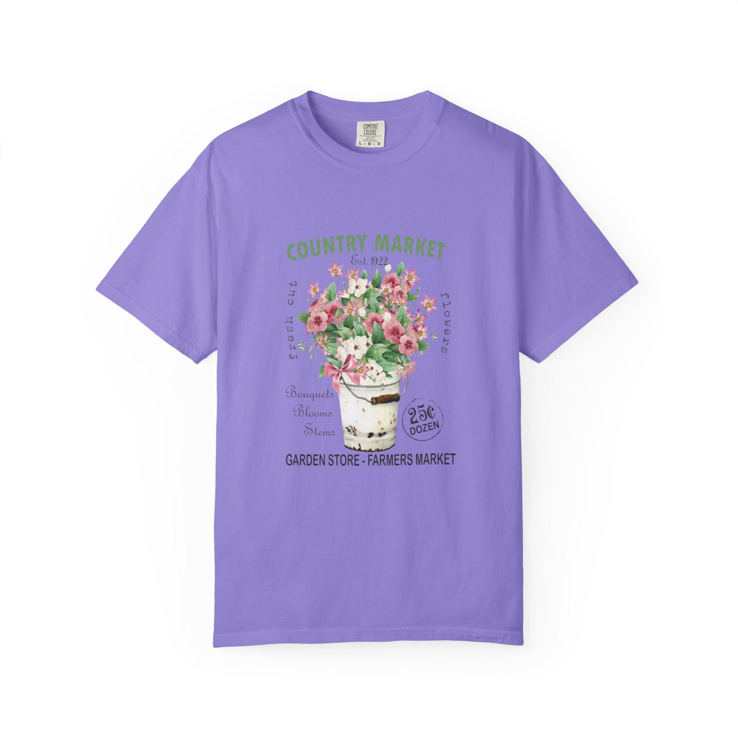 Country Market Floral T-Shirt — Garden Store Farmers Market Bouquet Tee - Comfort Colors
