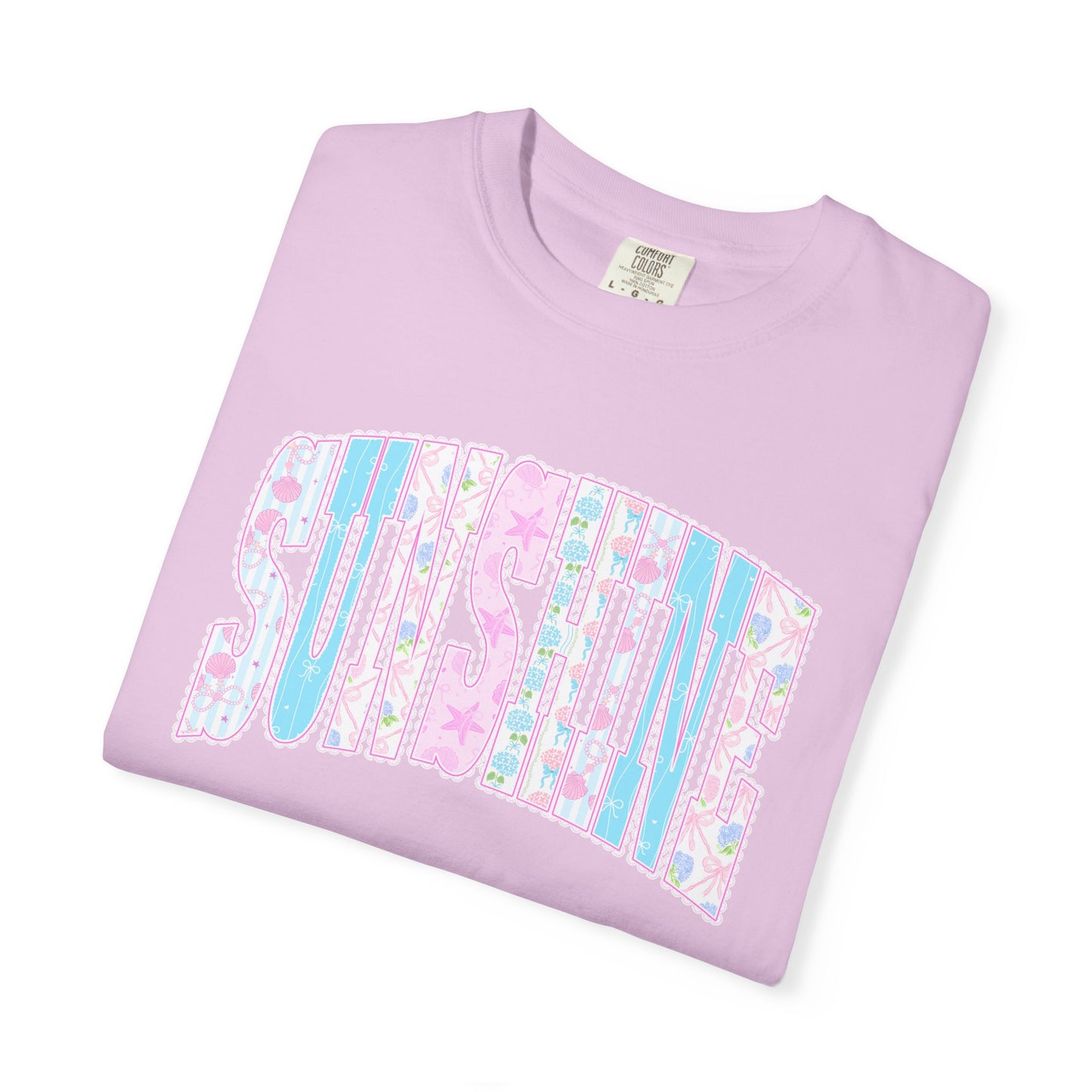 Sunshine Retro Logo T‑Shirt — Pastel Floral Surf Vibes