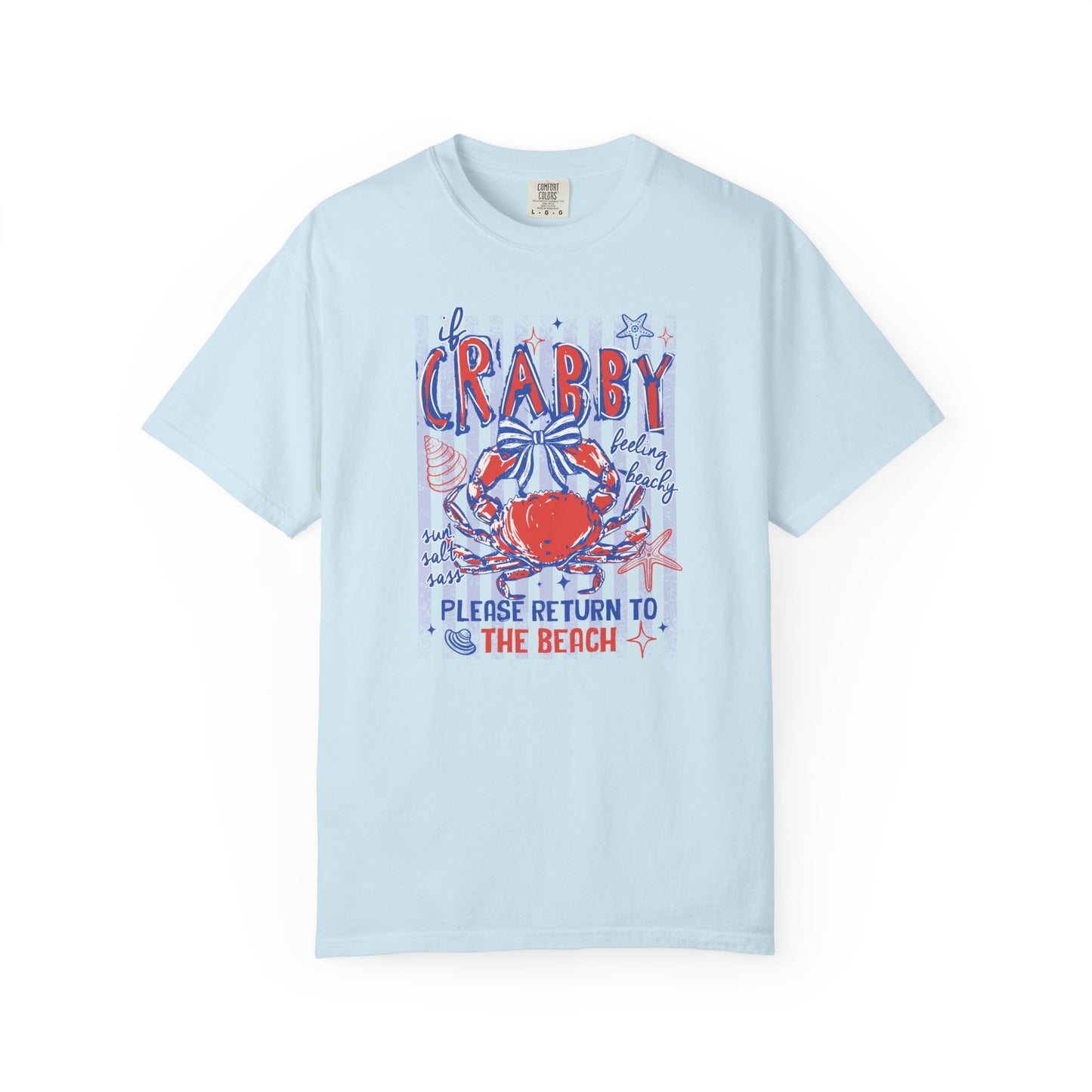 Crabby Beach T-Shirt — "Please Return to the Beach" Coastal Graphic Tee - Comfort Colors