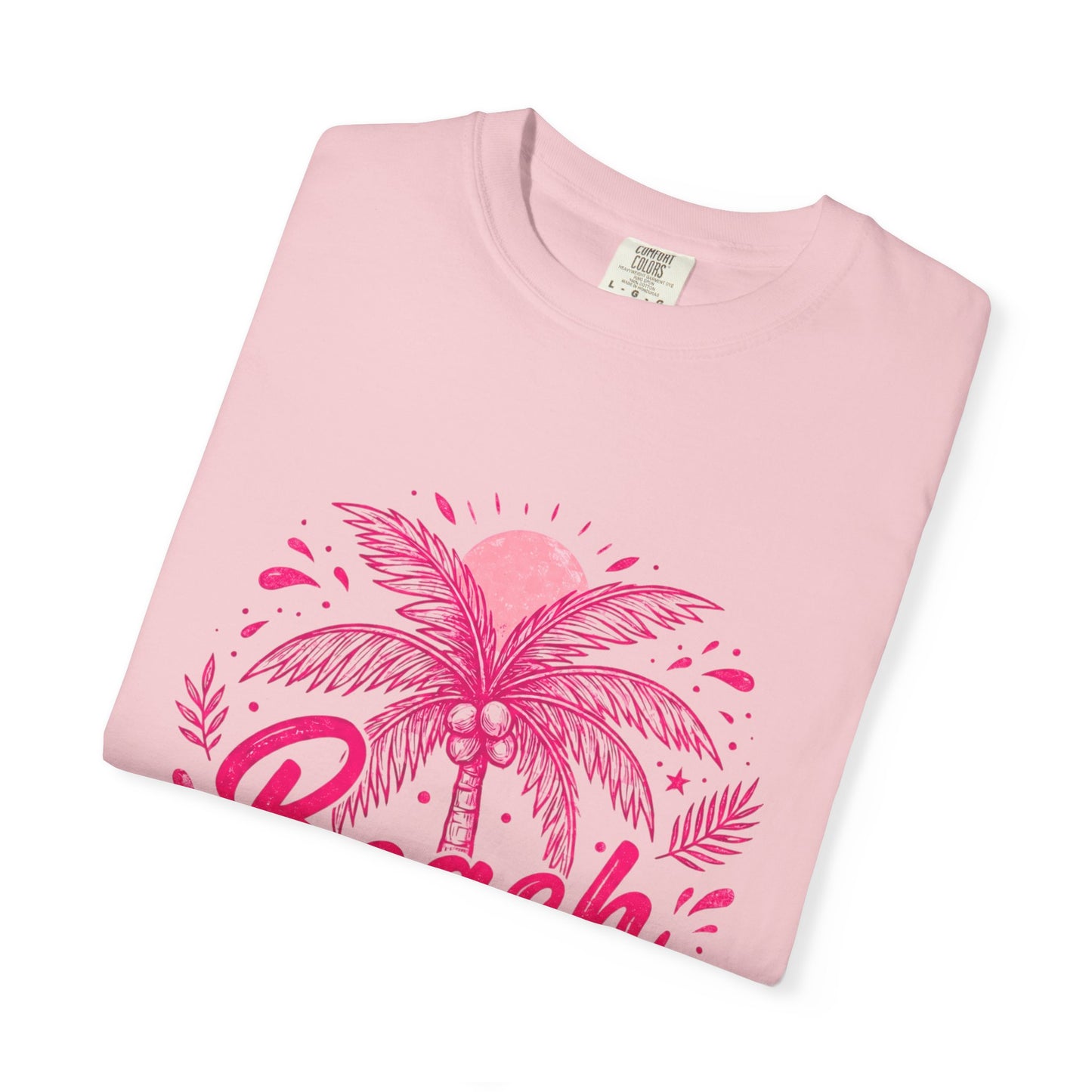 Beach Palm T-Shirt — Pink Tropical Vacation Tee - Comfort Colors