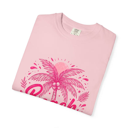 Beach Palm T-Shirt — Pink Tropical Vacation Tee - Comfort Colors