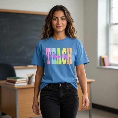 Peace Vibes Rainbow Graphic T-Shirt — 'Peace Out' Retro Stripe Tee - Comfort Colors