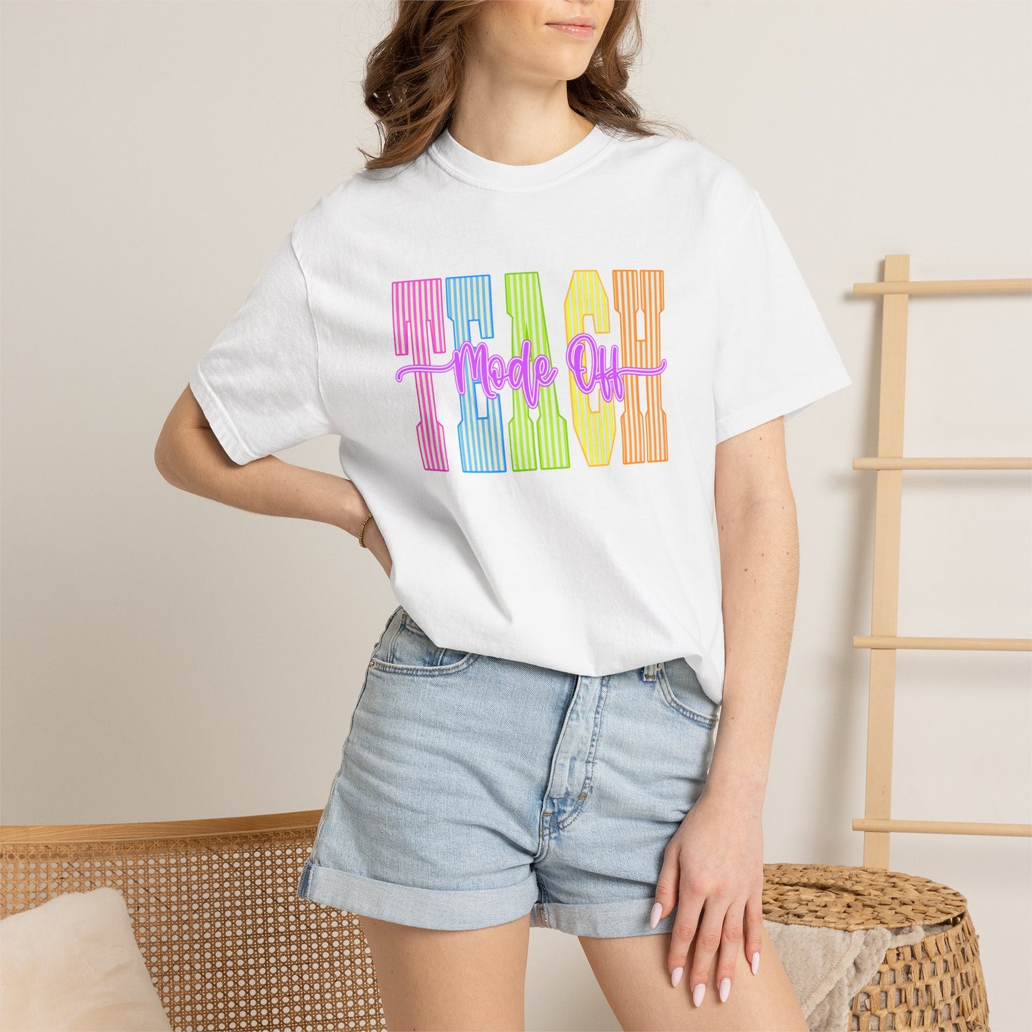 Peace Vibes Rainbow Graphic T-Shirt — 'Peace Out' Retro Stripe Tee - Comfort Colors