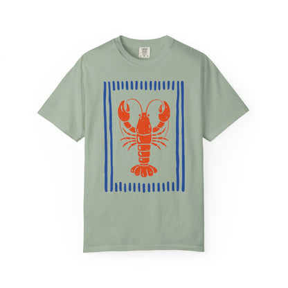 Lobster Block Print T-Shirt — Nautical Summer Tee