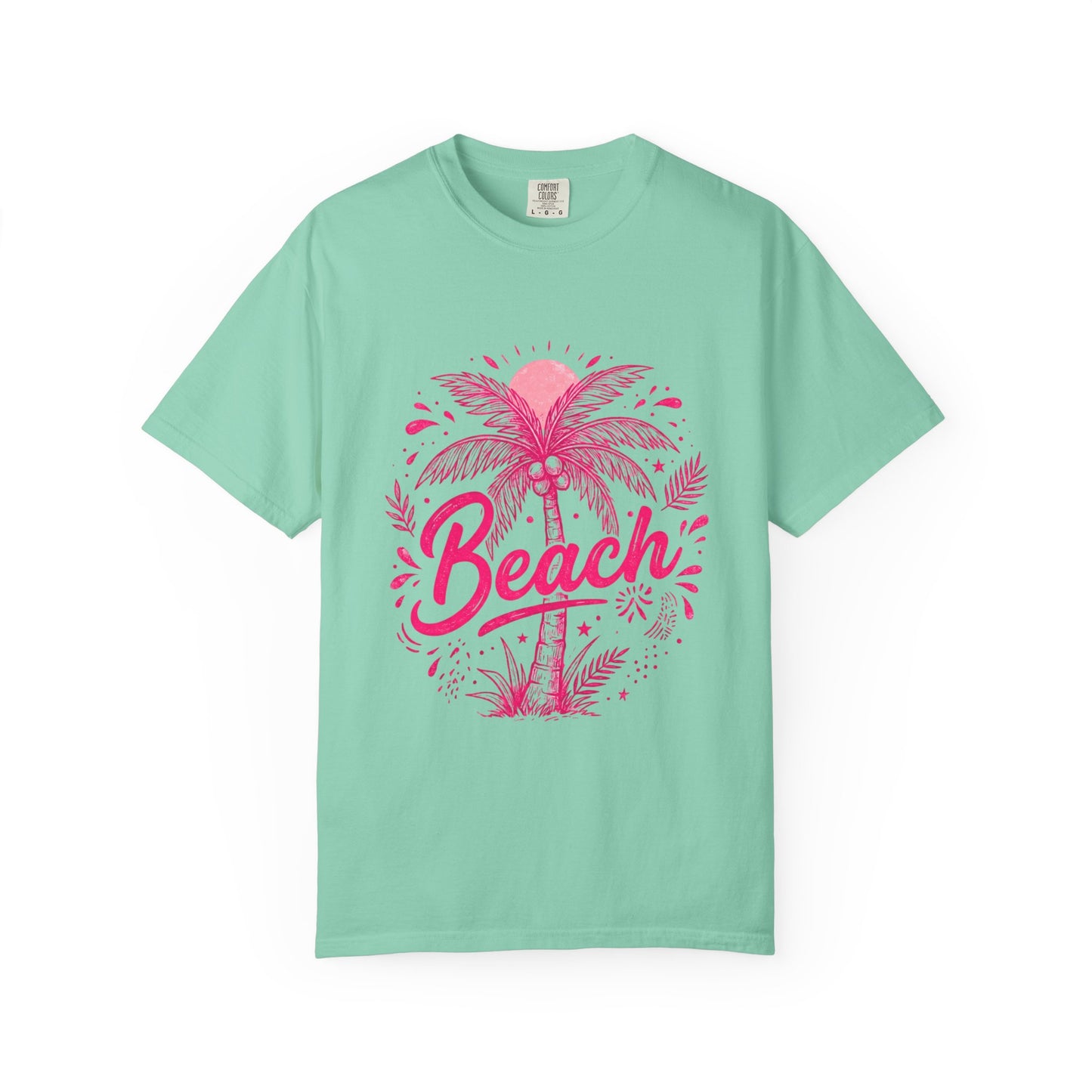 Beach Palm T-Shirt — Pink Tropical Vacation Tee - Comfort Colors
