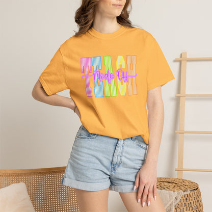 Peace Vibes Rainbow Graphic T-Shirt — 'Peace Out' Retro Stripe Tee - Comfort Colors