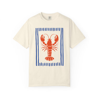 Lobster Block Print T-Shirt — Nautical Summer Tee