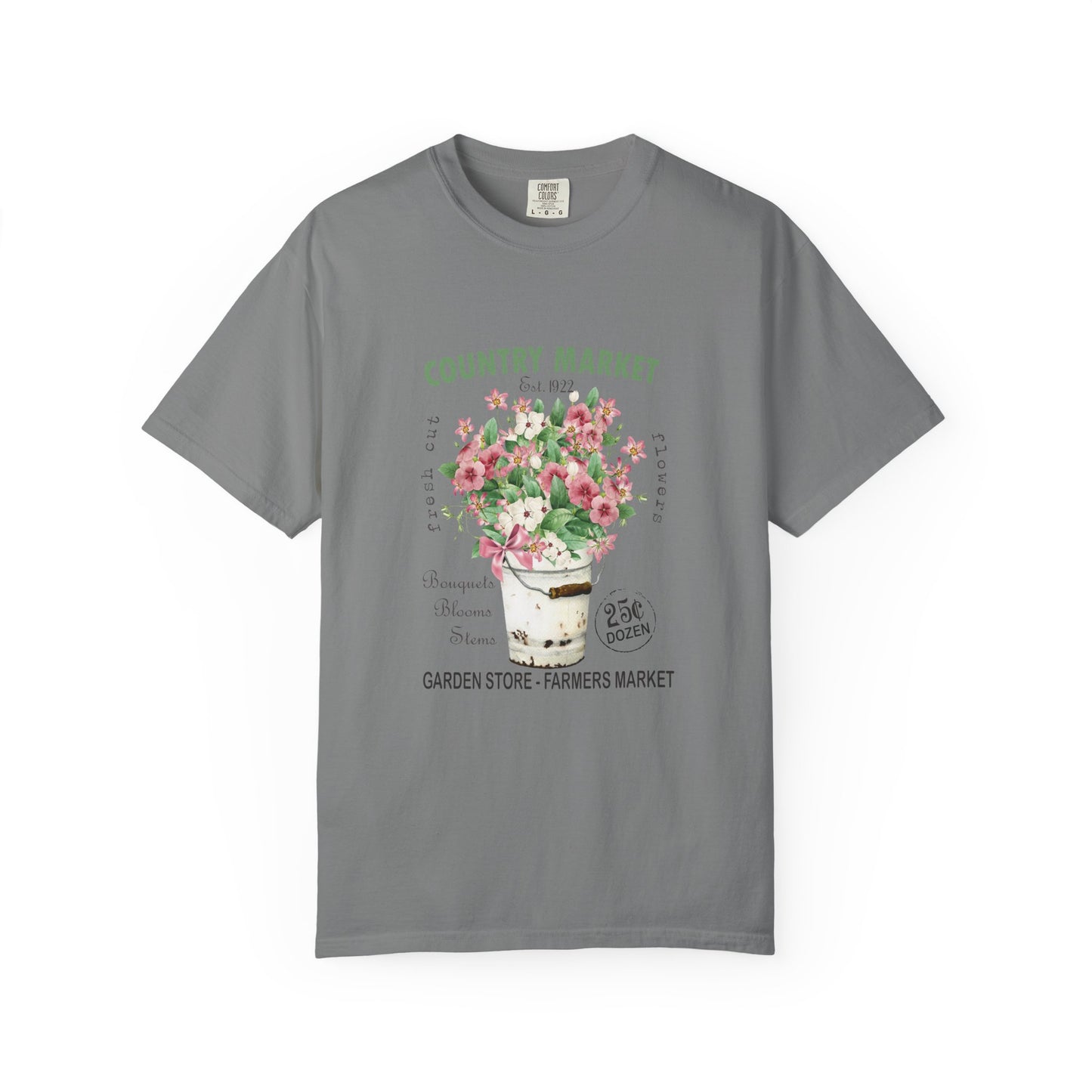 Country Market Floral T-Shirt — Garden Store Farmers Market Bouquet Tee - Comfort Colors